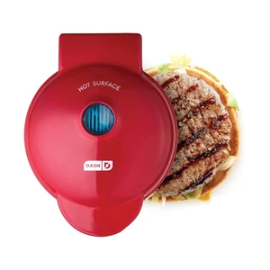 Mini Maker Portable Grill Machine + Panini Press for 4" Burgers, Sliders, Sandwiches, Chicken + Other On the Go Breakfast, Lunch, or Snacks with Recipe Guide - Red Mini Maker Portable Grill Machine + Panini Press for 4" Burgers, Sliders, Sandwiches, Chicken + Other On the Go Breakfast, Lunch, or Snacks with Recipe Guide - Red