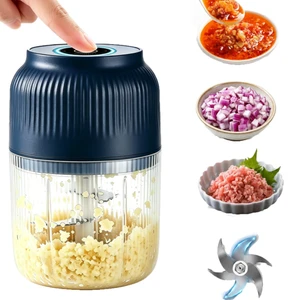 Electric Garlic Chopper, Food Chopper USB Rechargeable, Mini Vegetable Chopper, Garlic Mincer and Onion Chopper, Portable Small Food Processor for Ginger, Chili, Vegetables (Blue, 400ML) Electric Garlic Chopper, Food Chopper USB Rechargeable, Mini Vegetable Chopper, Garlic Mincer and Onion Chopper, Portable Small Food Processor for Ginger, Chili, Vegetables (Blue, 400ML)
