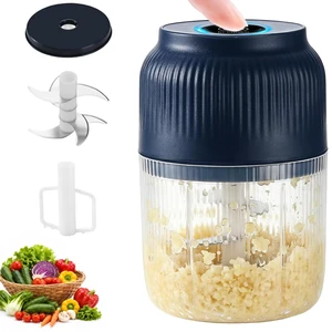 Portable Cordless Electric Garlic Chopper, 400ML Mini Rechargeable Food Processor with 6 Stainless Steel Blades, Small Vegetable Onion Mincer for Salad Fruit Baby Food Prep (Blue) Portable Cordless Electric Garlic Chopper, 400ML Mini Rechargeable Food Processor with 6 Stainless Steel Blades, Small Vegetable Onion Mincer for Salad Fruit Baby Food Prep (Blue)