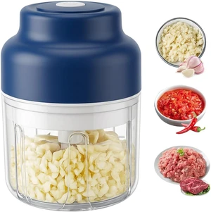 350ML Mini Electric Garlic Chopper, Mini Portable Veggie Chopper USB Charging Wireless Food Processor, Upgrade Electric Mini Garlic Chopper Set Wireless Veggie Grinder (Blue) 350ML Mini Electric Garlic Chopper, Mini Portable Veggie Chopper USB Charging Wireless Food Processor, Upgrade Electric Mini Garlic Chopper Set Wireless Veggie Grinder (Blue)