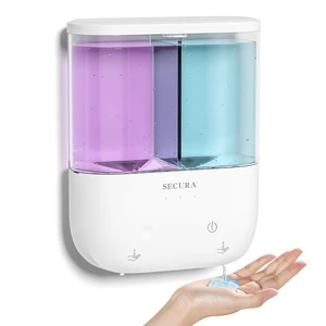 Touchless Wall Mounted Dual Automatic Soap Dispenser 2 x 17 fl oz. Chambers Rechargeable Liquid Soap Dispenser Prefect for Bathroom & Kitchen (White) Touchless Wall Mounted Dual Automatic Soap Dispenser 2 x 17 fl oz. Chambers Rechargeable Liquid Soap Dispenser Prefect for Bathroom & Kitchen (White)