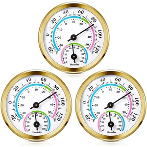3 Pcs Indoor Outdoor 2 in 1 Mini Thermometer Gold,2.2 Inch | Analog Dial for Home Office Greenhouse Basement, Temp Humidity Combo Meter, No Battery Mechanical Design, Easy Wall Hanging 3 Pcs Indoor Outdoor 2 in 1 Mini Thermometer Gold,2.2 Inch | Analog Dial for Home Office Greenhouse Basement, Temp Humidity Combo Meter, No Battery Mechanical Design, Easy Wall Hanging