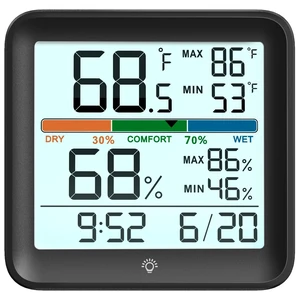 Indoor Digital Thermometer Hygrometer, Room Temperature Humidity Monitor | Accurate with Calibration, Backlight, Air Comfort Indicator, 24H Max Min Records, Time, Date (AAA Batteries Included) Indoor Digital Thermometer Hygrometer, Room Temperature Humidity Monitor | Accurate with Calibration, Backlight, Air Comfort Indicator, 24H Max Min Records, Time, Date (AAA Batteries Included)
