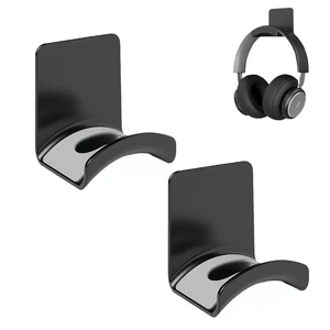 2 Pack Plastic Headphone Stand Hanger, Table Wall Mount Headset Holder Hook, Adhesive Earphones Hangers for Desk Headphone Hanger, Most Headphones and Controller (Black) 2 Pack Plastic Headphone Stand Hanger, Table Wall Mount Headset Holder Hook, Adhesive Earphones Hangers for Desk Headphone Hanger, Most Headphones and Controller (Black)