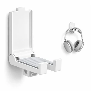 Headphone Stand, Foldable Wall Mount Headphone Holder | Foldable Headset Hanger with Cable Clip, No-Drill Adhesive Headphone Holder for Walls, Under Desks and Gaming Setups Headphone Stand, Foldable Wall Mount Headphone Holder | Foldable Headset Hanger with Cable Clip, No-Drill Adhesive Headphone Holder for Walls, Under Desks and Gaming Setups