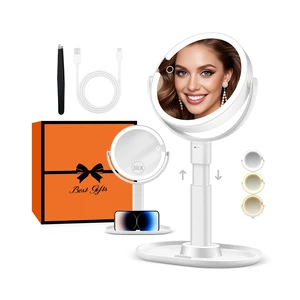 Makeup Mirror, Double-Sided Lighted Magnifying Mirror 30X | Digital Battery Display, Height Adjustable, Tri-Color Dimming, Vanity Desk Mirror for Bedroom Dorm, Gifts for Women 3000mAh Makeup Mirror, Double-Sided Lighted Magnifying Mirror 30X | Digital Battery Display, Height Adjustable, Tri-Color Dimming, Vanity Desk Mirror for Bedroom Dorm, Gifts for Women 3000mAh
