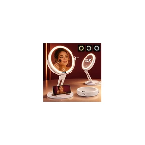 Travel Makeup Mirror with Lights, 1X/30X Double-Sided Magnifying Mirror | Foldable Lighted Makeup Mirror with 2000mAh Battery, 3 Lighting Modes, Dimmable Touch Screen & Smart Display Travel Makeup Mirror with Lights, 1X/30X Double-Sided Magnifying Mirror | Foldable Lighted Makeup Mirror with 2000mAh Battery, 3 Lighting Modes, Dimmable Touch Screen & Smart Display