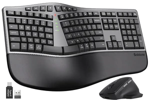 Ergonomic Wireless Keyboard and Mouse, Rechargeable, Split, Win/Mac | Full-Size Split Curved Keyboard, Ergonomic Mouse, 2.4GHz, Cushioned Wrist Rest, Shortcut & Emoji Keys, Adjustable Tilt Legs Ergonomic Wireless Keyboard and Mouse, Rechargeable, Split, Win/Mac | Full-Size Split Curved Keyboard, Ergonomic Mouse, 2.4GHz, Cushioned Wrist Rest, Shortcut & Emoji Keys, Adjustable Tilt Legs