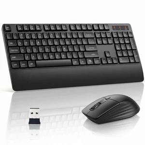 Wireless Keyboard and Mouse with Wrist Rest, 3 DPI Adjustable Mouse, 2.4G Lag-Free Cordless, Quiet and Soft Typing, Sleep Mode, Multimedia Keys, Compatible Windows Mac, Ideal for Business Home Office Wireless Keyboard and Mouse with Wrist Rest, 3 DPI Adjustable Mouse, 2.4G Lag-Free Cordless, Quiet and Soft Typing, Sleep Mode, Multimedia Keys, Compatible Windows Mac, Ideal for Business Home Office