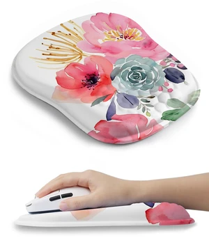 Watercolor Floral Ergonomic Mouse Pad for Carpal Tunnel Pain Relief, 65% Usable Mouse Area, Memory Foam Concave Wrist Rest for Office, PC, Gaming Watercolor Floral Ergonomic Mouse Pad for Carpal Tunnel Pain Relief, 65% Usable Mouse Area, Memory Foam Concave Wrist Rest for Office, PC, Gaming