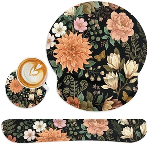 Ergonomic Mouse Pad Set with Wrist Rest, Floral Flower | Leaves Colorful Non-Slip Rubber Base Wrist Cushion Support and Coasters Mousepad with Wrist Support for Computer Keyboard Ergonomic Mouse Pad Set with Wrist Rest, Floral Flower | Leaves Colorful Non-Slip Rubber Base Wrist Cushion Support and Coasters Mousepad with Wrist Support for Computer Keyboard