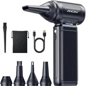 Compressed Air Duster, 130,000RPM, 3-Gear Adjustable, 5Nozzles | Electric Air Blower with Brushless Motor, Mini Dust Blower for Computer, Keyboard, House, Car, Outdoor, Black Compressed Air Duster, 130,000RPM, 3-Gear Adjustable, 5Nozzles | Electric Air Blower with Brushless Motor, Mini Dust Blower for Computer, Keyboard, House, Car, Outdoor, Black
