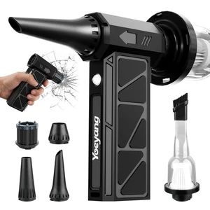 Compressed Air Duster, Industry-First O-Shaped Air Duct 13-Blade Dual-Layer 4 Gear 6-in-1 Cordless Electric Mini Blower, LED Light & Window Breaker, Nozzles for PC, Keyboard, Car, Home, Outdoor Compressed Air Duster, Industry-First O-Shaped Air Duct 13-Blade Dual-Layer 4 Gear 6-in-1 Cordless Electric Mini Blower, LED Light & Window Breaker, Nozzles for PC, Keyboard, Car, Home, Outdoor