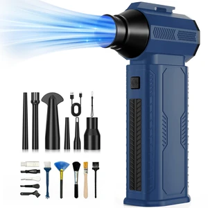 Compressed Air Duster, 130,000RPM Ultra-Powerful Electric Air Duster | 8000mAh Rechargeable Battery Cordless Blower, 4-Gear Adjustable Air Blower for Keyboard, Computer, Car - Blue Compressed Air Duster, 130,000RPM Ultra-Powerful Electric Air Duster | 8000mAh Rechargeable Battery Cordless Blower, 4-Gear Adjustable Air Blower for Keyboard, Computer, Car - Blue
