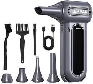 Electric Compressed Air Duster, 130000RPM Cordless Rechargeable Air Duster with Brushless Motor, 4 Gear Adjustable Dust Blower for Computer, Keyboard, Home & Outdoor Electric Compressed Air Duster, 130000RPM Cordless Rechargeable Air Duster with Brushless Motor, 4 Gear Adjustable Dust Blower for Computer, Keyboard, Home & Outdoor