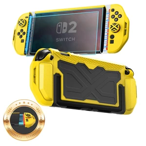 Dockable for Switch 2 Grip Case (2025) Accessories, Armor Slim Military-Grade Protection for Detachable 3PCS Design Joncon Holder with Screen Protectors and Joystick caps, Yellow Dockable for Switch 2 Grip Case (2025) Accessories, Armor Slim Military-Grade Protection for Detachable 3PCS Design Joncon Holder with Screen Protectors and Joystick caps, Yellow