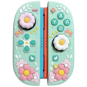 Cute Silicone Controllers Protective Case for Nintendo Switch 2 (2025) with 2 Silicone Thumb Grips Caps, Sakura Design Ergonomic Cover, Mint Green Cute Silicone Controllers Protective Case for Nintendo Switch 2 (2025) with 2 Silicone Thumb Grips Caps, Sakura Design Ergonomic Cover, Mint Green