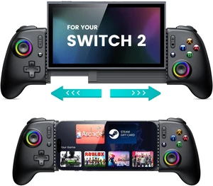 Stretchable Switch 2 Handheld Controller for Nintendo Switch 2/1/OLED | with Enhanced Grip, Hall Effect Joysticks & Analog Triggers, 8 Color RGB Lighting, Turbo, Macros Stretchable Switch 2 Handheld Controller for Nintendo Switch 2/1/OLED | with Enhanced Grip, Hall Effect Joysticks & Analog Triggers, 8 Color RGB Lighting, Turbo, Macros