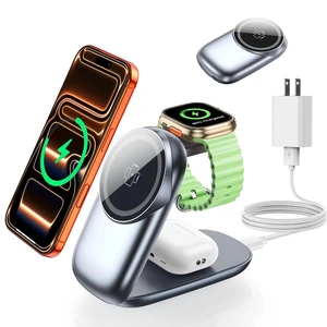 3 in 1 Charging Station, Foldable Magnetic Travel Wireless Charger | Portable Charging Stand for Apple Multiple Devices, 15W Fast Charger for iPhone 17/16/15/14/13/12, Apple Watch & AirPods 3 in 1 Charging Station, Foldable Magnetic Travel Wireless Charger | Portable Charging Stand for Apple Multiple Devices, 15W Fast Charger for iPhone 17/16/15/14/13/12, Apple Watch & AirPods