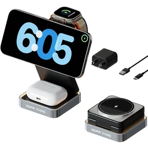 2026 Upgraded Magnetic Wireless Charger 3 in 1, Foldable Charging Station with Night Light for Apple MagSafe Charger, Travel Charger Stand, Nightstand Fast 15W Charging Station (with Adapter) 2026 Upgraded Magnetic Wireless Charger 3 in 1, Foldable Charging Station with Night Light for Apple MagSafe Charger, Travel Charger Stand, Nightstand Fast 15W Charging Station (with Adapter)