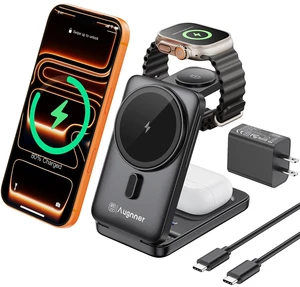 25W Travel Charger 3 in 1 Foldable Magnetic Wirelss Charging Station | Fast Phone and Watch Charger for Apple Devices, Wirelss Charger for iPhone 17/16/15/14/13/12, Apple Watch/AirPods 25W Travel Charger 3 in 1 Foldable Magnetic Wirelss Charging Station | Fast Phone and Watch Charger for Apple Devices, Wirelss Charger for iPhone 17/16/15/14/13/12, Apple Watch/AirPods