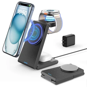 3 in 1 Wireless Charging Station, Foldable Magnetic Wireless Charger Stand for Multiple Devices, Wireless Charger for iPhone 16/15/14/13/12, Apple Watch 9/8/7/6/SE/5/4/3/2, AirPods 3/2/Pro 3 in 1 Wireless Charging Station, Foldable Magnetic Wireless Charger Stand for Multiple Devices, Wireless Charger for iPhone 16/15/14/13/12, Apple Watch 9/8/7/6/SE/5/4/3/2, AirPods 3/2/Pro