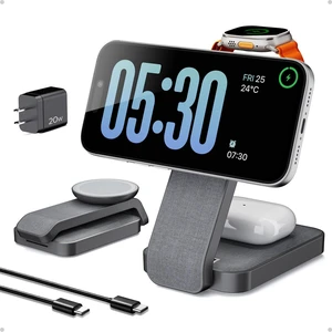 3 in 1 Nightstand Wireless Charging Station for MagSafe, Bedside Magnetic Charger Stand for iPhone 17 16 15 14, Foldable Travel Phone and Watch Dock with Night Light for Apple Watch/AirPods 3 in 1 Nightstand Wireless Charging Station for MagSafe, Bedside Magnetic Charger Stand for iPhone 17 16 15 14, Foldable Travel Phone and Watch Dock with Night Light for Apple Watch/AirPods