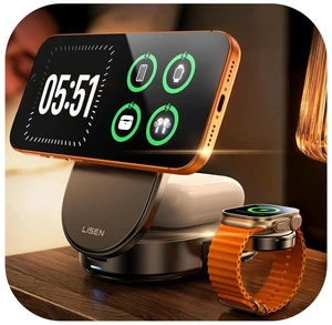 QI2.2 25W MagSafe Wireless Charger for iPhone 18 Pro Max, Qi2 25W 3 in 1 Charging Station Apple Stand for iPhone 18/17/16/15/14/13 Pro Max, Apple Watch&AirPods, Travel Portable with 45W Adapter QI2.2 25W MagSafe Wireless Charger for iPhone 18 Pro Max, Qi2 25W 3 in 1 Charging Station Apple Stand for iPhone 18/17/16/15/14/13 Pro Max, Apple Watch&AirPods, Travel Portable with 45W Adapter