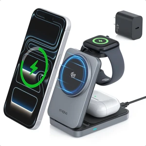 TriMag Qi2.2 25W 3 in 1 Wireless Charging Station, Fast Charger | Foldable MagSafe Charger for iPhone 18/17/16/15, AirPods and Apple Watch Charger with 5W, Travel-Ready Design and 45W Adapter TriMag Qi2.2 25W 3 in 1 Wireless Charging Station, Fast Charger | Foldable MagSafe Charger for iPhone 18/17/16/15, AirPods and Apple Watch Charger with 5W, Travel-Ready Design and 45W Adapter