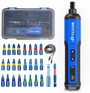 Werktough 4V Mini Electric Cordless Screwdriver with 3-Gear Torque 5Nm Power 25pc Screwdriver Bits S2 LED Light USB Charging Home Improvement S026 Werktough 4V Mini Electric Cordless Screwdriver with 3-Gear Torque 5Nm Power 25pc Screwdriver Bits S2 LED Light USB Charging Home Improvement S026