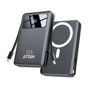 10000mAh Magnetic Wireless Power Bank, 5-in-1 Portable Charger with 2 Built-in Cables, 22.5W PD Fast Charging Magnetic Battery Pack for iPhone 17/16/15/14/13/12 and All SeriesBlack 10000mAh Magnetic Wireless Power Bank, 5-in-1 Portable Charger with 2 Built-in Cables, 22.5W PD Fast Charging Magnetic Battery Pack for iPhone 17/16/15/14/13/12 and All SeriesBlack