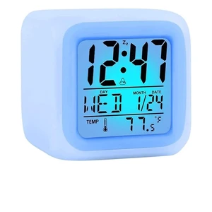 Digital Alarm Clock with 7 Color Changing Night Light 3 Inch Cubic Wake Up Clock with Snooze, Date Display, Temperature Detect, 12/24H, Battery Operated, Easy to Set, Digital Calendar Alarm Clock Digital Alarm Clock with 7 Color Changing Night Light 3 Inch Cubic Wake Up Clock with Snooze, Date Display, Temperature Detect, 12/24H, Battery Operated, Easy to Set, Digital Calendar Alarm Clock