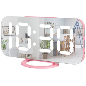 Pink Digital Alarm Clock for Girls, Large LED Mirror Desk Clock, 2 USB Charging Ports, Nightstand Table Aesthetic Sleek Clocks Decor for Bedroom Office, Pink Pink Digital Alarm Clock for Girls, Large LED Mirror Desk Clock, 2 USB Charging Ports, Nightstand Table Aesthetic Sleek Clocks Decor for Bedroom Office, Pink