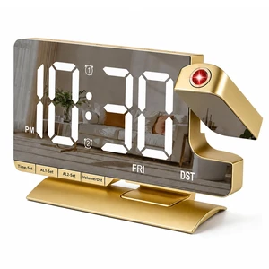 Projection Alarm Clock for Bedroom Ceiling, Gold Digital Clock Room Decor | Loud Alarm,Adjustable Brightness,7.3 inch Mirror Clock,Large LED Display, Charger Snooze DST Date 2 Alarms Projection Alarm Clock for Bedroom Ceiling, Gold Digital Clock Room Decor | Loud Alarm,Adjustable Brightness,7.3 inch Mirror Clock,Large LED Display, Charger Snooze DST Date 2 Alarms