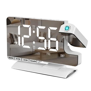 Alarm Clock Bedside with Projection Digital Clock,7.3" Mirror Clock | with 180°Rotating Projector,Dual Alarm with 3 Mode,Brightnee Adjust,DST,Snooze,Charging Port,5 Levels Volume for Desk Teens Alarm Clock Bedside with Projection Digital Clock,7.3" Mirror Clock | with 180°Rotating Projector,Dual Alarm with 3 Mode,Brightnee Adjust,DST,Snooze,Charging Port,5 Levels Volume for Desk Teens
