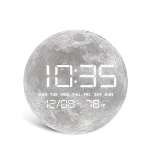 Digital Desk & Shelf Clock, LED Moon/Earth Design, Temperature Display, 7.87 x 7.87 inches (Moon, 7.87 INCH) Digital Desk & Shelf Clock, LED Moon/Earth Design, Temperature Display, 7.87 x 7.87 inches (Moon, 7.87 INCH)