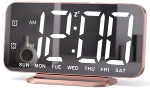 Slim LED Digital Alarm Clock, Mirror Surface for Makeup, with Diming, Large Display, Easy Setting, USB Ports, Modern Decor for Bedroom, Desk, Christmas, Birthday Idea Gift for Women, Sister, Mom, Pink Slim LED Digital Alarm Clock, Mirror Surface for Makeup, with Diming, Large Display, Easy Setting, USB Ports, Modern Decor for Bedroom, Desk, Christmas, Birthday Idea Gift for Women, Sister, Mom, Pink