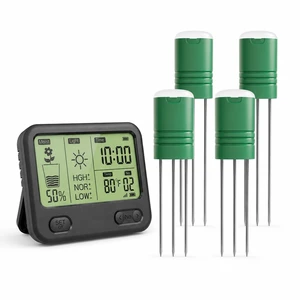 Wireless Soil Moisture Meter for Plants,4 Sensors Included,Supports 12 Zone | TDR sensors track soil moisture, temperature and sunlight up to 230 ft; the indoor display gives custom low-water alerts. Wireless Soil Moisture Meter for Plants,4 Sensors Included,Supports 12 Zone | TDR sensors track soil moisture, temperature and sunlight up to 230 ft; the indoor display gives custom low-water alerts.