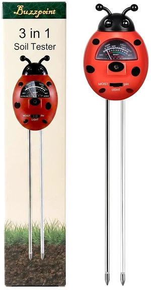 Ladybug 3-in-1 Soil Tester for Indoor & Outdoor Plants Moisture Meter with pH & Light Sensor, No Batteries Needed for Houseplants & Gardening Ladybug 3-in-1 Soil Tester for Indoor & Outdoor Plants Moisture Meter with pH & Light Sensor, No Batteries Needed for Houseplants & Gardening
