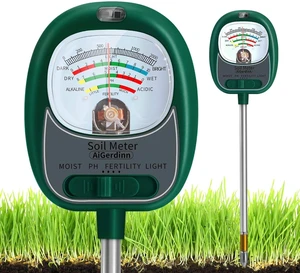 Soil Moisture Meter for Plants, 4-in-1 Soil Tester - pH/Fertility/Sunlight Meter, Large Dial, Indoor/Outdoor Plant Water Monitor, Garden Soil Test Kit for Lawn, Farm, Houseplants Soil Moisture Meter for Plants, 4-in-1 Soil Tester - pH/Fertility/Sunlight Meter, Large Dial, Indoor/Outdoor Plant Water Monitor, Garden Soil Test Kit for Lawn, Farm, Houseplants
