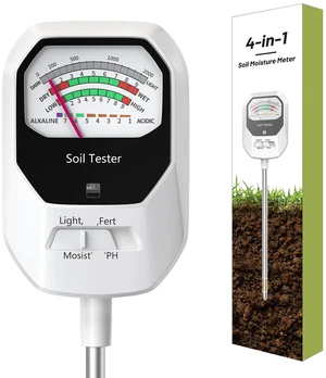 4-in-1 Soil Moisture Meter | Soil Moisture/Fertility/PH Meter/Sunlight Intensity Soil Test Meter for Gardening, Farming and Outdoor Plants 4-in-1 Soil Moisture Meter | Soil Moisture/Fertility/PH Meter/Sunlight Intensity Soil Test Meter for Gardening, Farming and Outdoor Plants