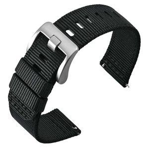 Quick Release Watch Bands 20mm, Military Nylon Watch Strap for Men, Heavy Duty Stainless Steel Brushed Silver Buckle (Black) Quick Release Watch Bands 20mm, Military Nylon Watch Strap for Men, Heavy Duty Stainless Steel Brushed Silver Buckle (Black)