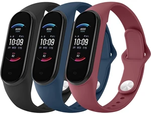 Silicone Bands for Xiaomi Mi Band 5/6 & Amazfit Band 5/7, 3 Pack Soft Sport Straps for Women Men Silicone Bands for Xiaomi Mi Band 5/6 & Amazfit Band 5/7, 3 Pack Soft Sport Straps for Women Men