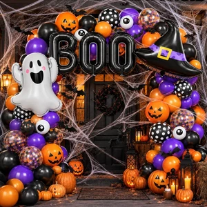 192Pcs Halloween Balloon Arch Kit for Halloween Party Decorations | Halloween Balloons in Purple, Black and Orange with 3D Bat Stickers,Ghost, Witch Hat and BOO Foils Pumpkin Balloons and Webs 192Pcs Halloween Balloon Arch Kit for Halloween Party Decorations | Halloween Balloons in Purple, Black and Orange with 3D Bat Stickers,Ghost, Witch Hat and BOO Foils Pumpkin Balloons and Webs