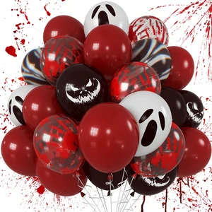 Halloween Bloody Balloons 12 Inch 51 Pcs Red and Black Scary Balloons with Ghost Expression Print Balloon Crimson Vivid Red Blood Hand Marble Balloon for Spooky Haunted House Scream Creepy Decor Halloween Bloody Balloons 12 Inch 51 Pcs Red and Black Scary Balloons with Ghost Expression Print Balloon Crimson Vivid Red Blood Hand Marble Balloon for Spooky Haunted House Scream Creepy Decor