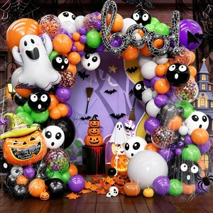 184Pcs Halloween Balloon Arch Kit with Ghost Pumpkin Foil Balloons | Black Orange Purple Green Balloons, 3D Bats & Spider Web, Halloween Party Decorations for Backdrop Indoor Outdoor 184Pcs Halloween Balloon Arch Kit with Ghost Pumpkin Foil Balloons | Black Orange Purple Green Balloons, 3D Bats & Spider Web, Halloween Party Decorations for Backdrop Indoor Outdoor