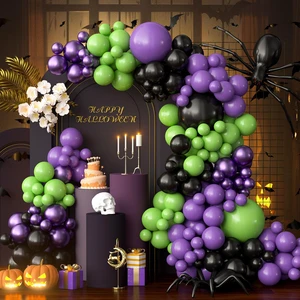 Halloween Balloon Garland Arch Kit, 116PCS Green Purple Black Balloons Metallic Purple Balloons for Halloween Party Decorations Kids Birthday Baby Shower Party Favors, 5/10/12/18 Inch Halloween Balloon Garland Arch Kit, 116PCS Green Purple Black Balloons Metallic Purple Balloons for Halloween Party Decorations Kids Birthday Baby Shower Party Favors, 5/10/12/18 Inch