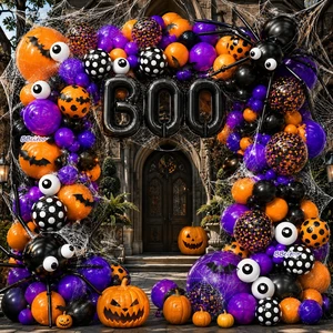 Halloween Balloon Garland Arch Kit 202PCS Black Orange Purple Balloons | with Eyeball, 3D Bats & Spider Web, Premium for Halloween Party Decorations, Haunted House, Indoor Outdoor Decor Halloween Balloon Garland Arch Kit 202PCS Black Orange Purple Balloons | with Eyeball, 3D Bats & Spider Web, Premium for Halloween Party Decorations, Haunted House, Indoor Outdoor Decor
