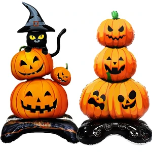 2 Pieces Large Halloween Pumpkin Foil Balloons, 43 Inches Standing Stacked Pumpkins Mylar Balloons and 27 Inches Black Cat with Witch Hat Blow Up Decorations for Halloween Spooky Party Supplies 2 Pieces Large Halloween Pumpkin Foil Balloons, 43 Inches Standing Stacked Pumpkins Mylar Balloons and 27 Inches Black Cat with Witch Hat Blow Up Decorations for Halloween Spooky Party Supplies