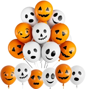 Halloween Balloons, 60Pcs Scary Ghost Balloons, 6 Styles | 60Pcs 12 Inch Halloween Latex Balloons, Orange and White Print Balloons for Halloween Birthday Spooky Theme Party Decorations Halloween Balloons, 60Pcs Scary Ghost Balloons, 6 Styles | 60Pcs 12 Inch Halloween Latex Balloons, Orange and White Print Balloons for Halloween Birthday Spooky Theme Party Decorations